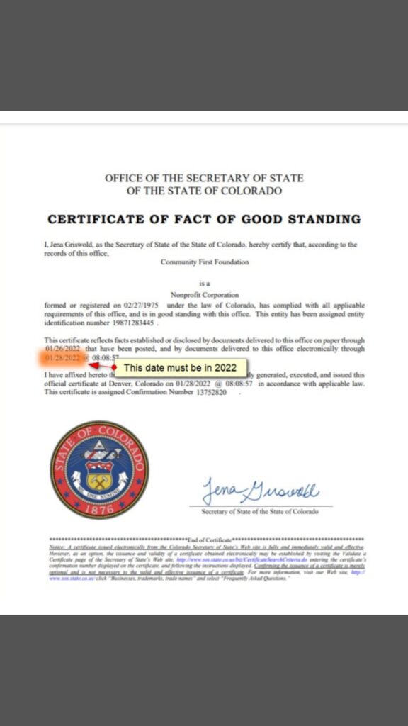certificate of good standing colorado