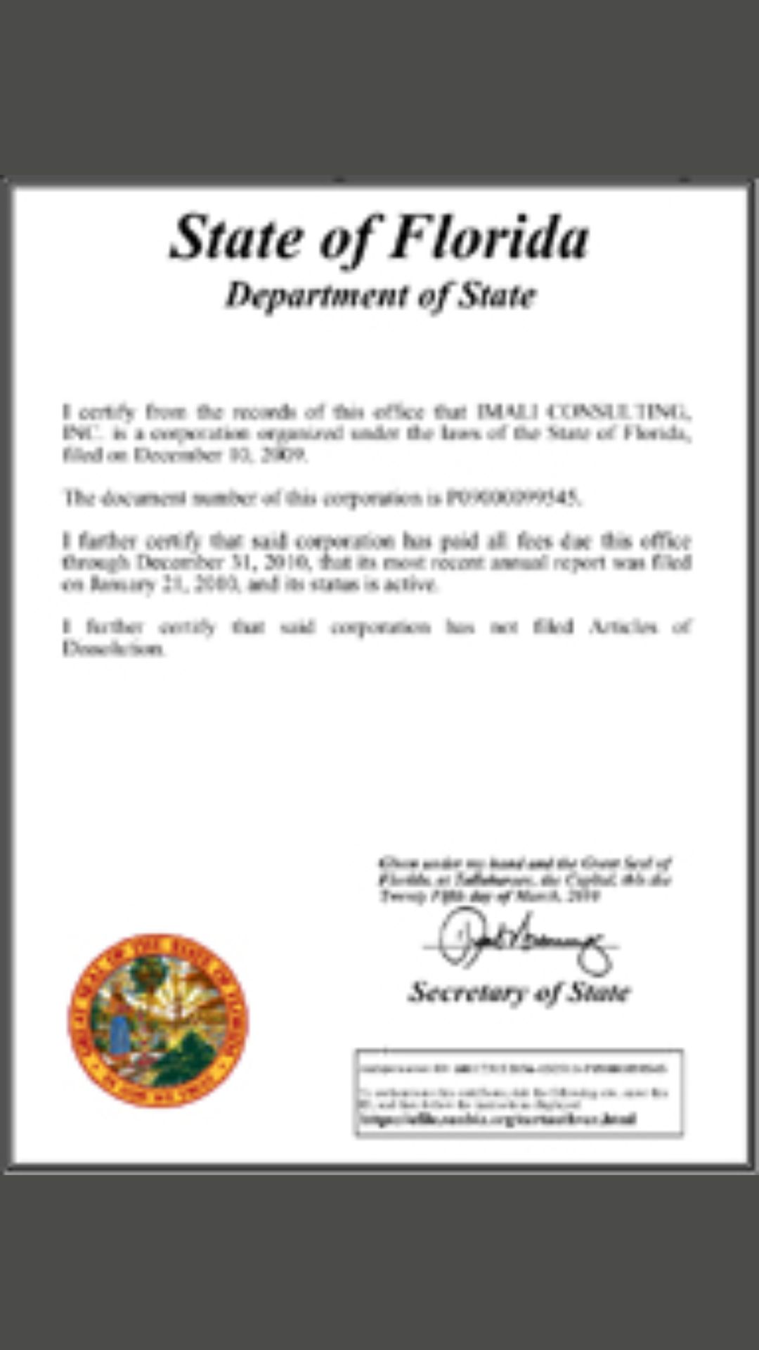 Certificate of Good Standing Texas Certificate of Good Standing