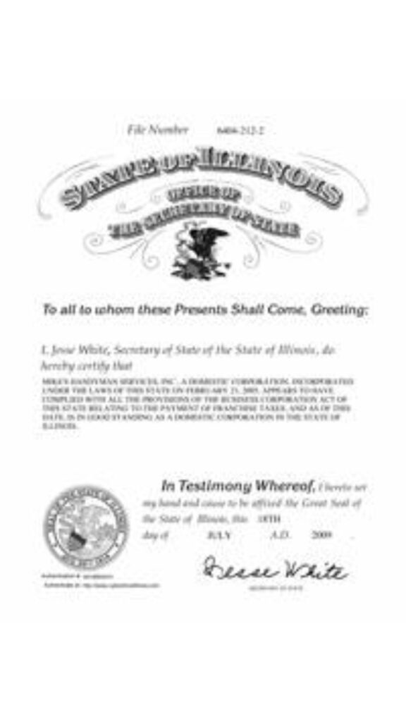 certificate of good standing illinois